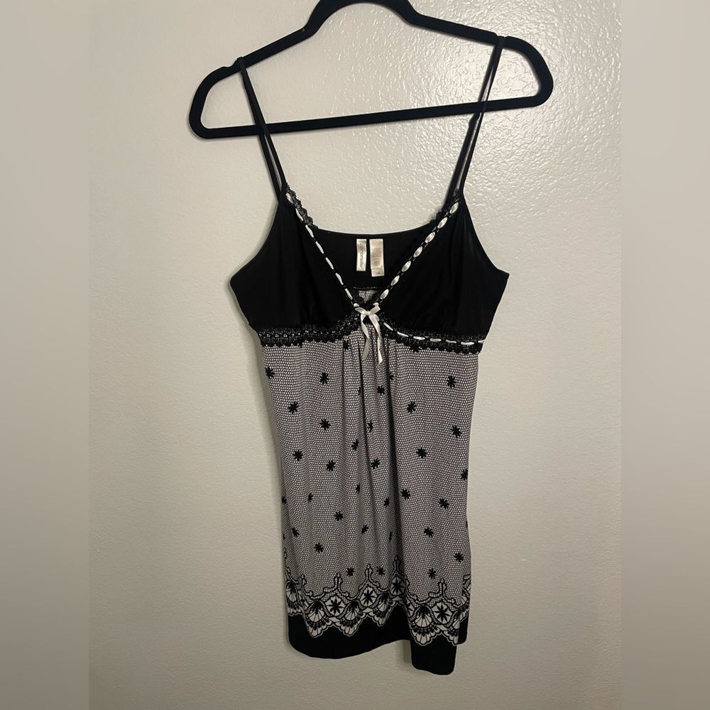 Ambrielle Womens Nightgown Sleepwear Dress Y2K Babydoll Floral Lace Size L